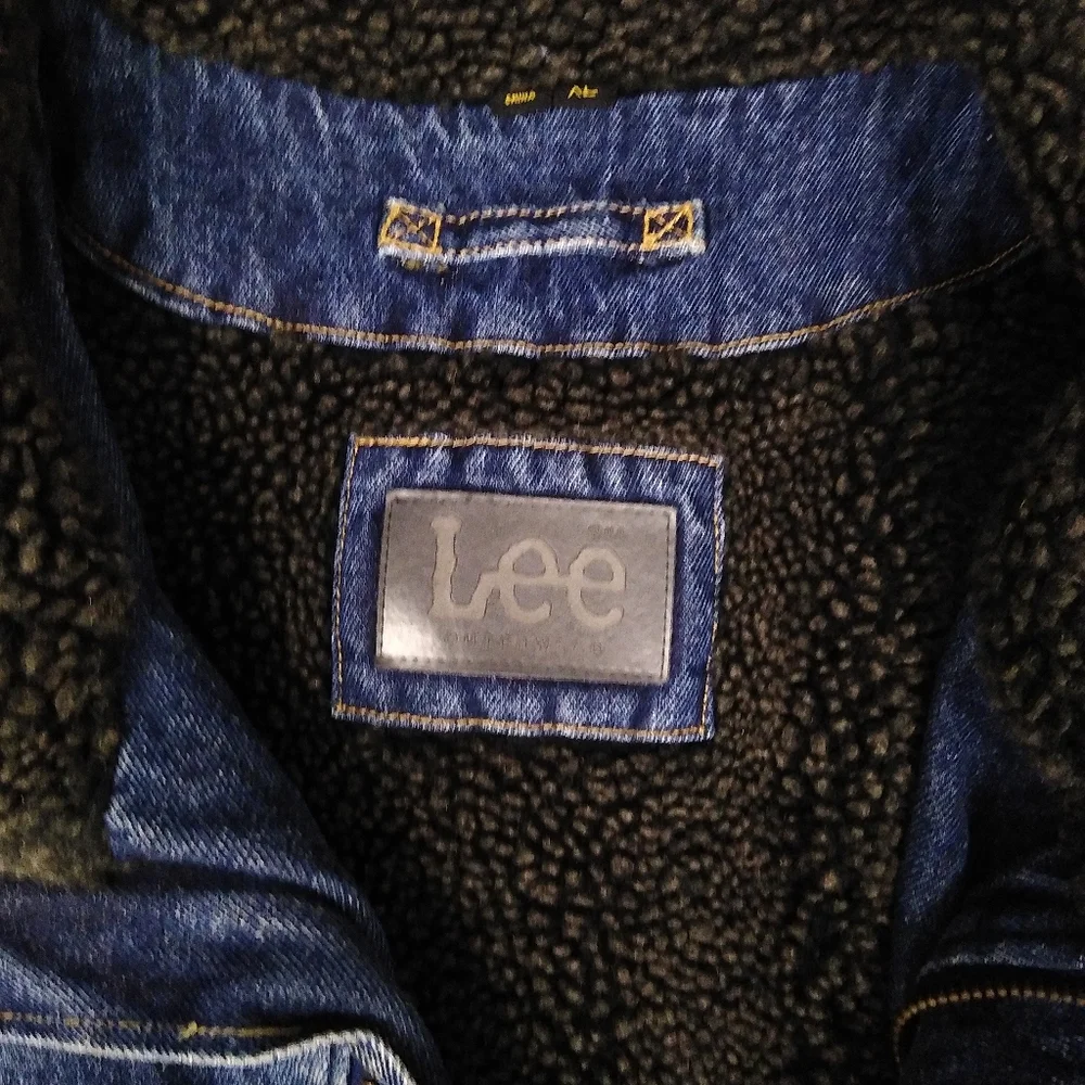 Vintage Lee Sherpa Quilt Lined Oversized Denim Jacket XL - Picture 4 of 7